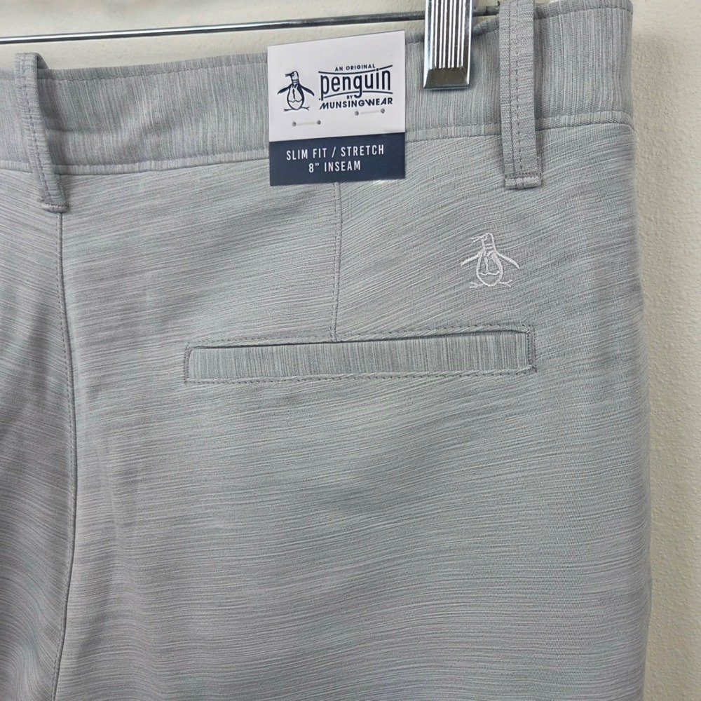 Original Penguin Men Slim Fit Stretch Golf Shorts Grey 8 Inch Inseam Size 30 NWT - Picture 5 of 12
